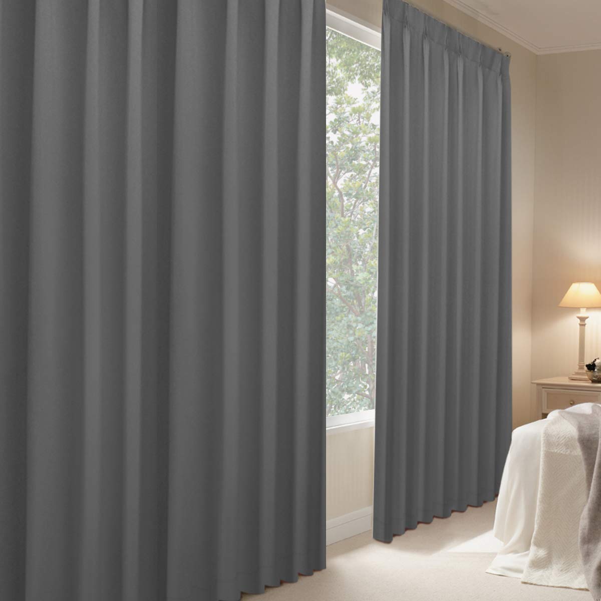 Amazon｜[カーテンくれない]2倍ヒダ 日本製遮光カーテン【40色