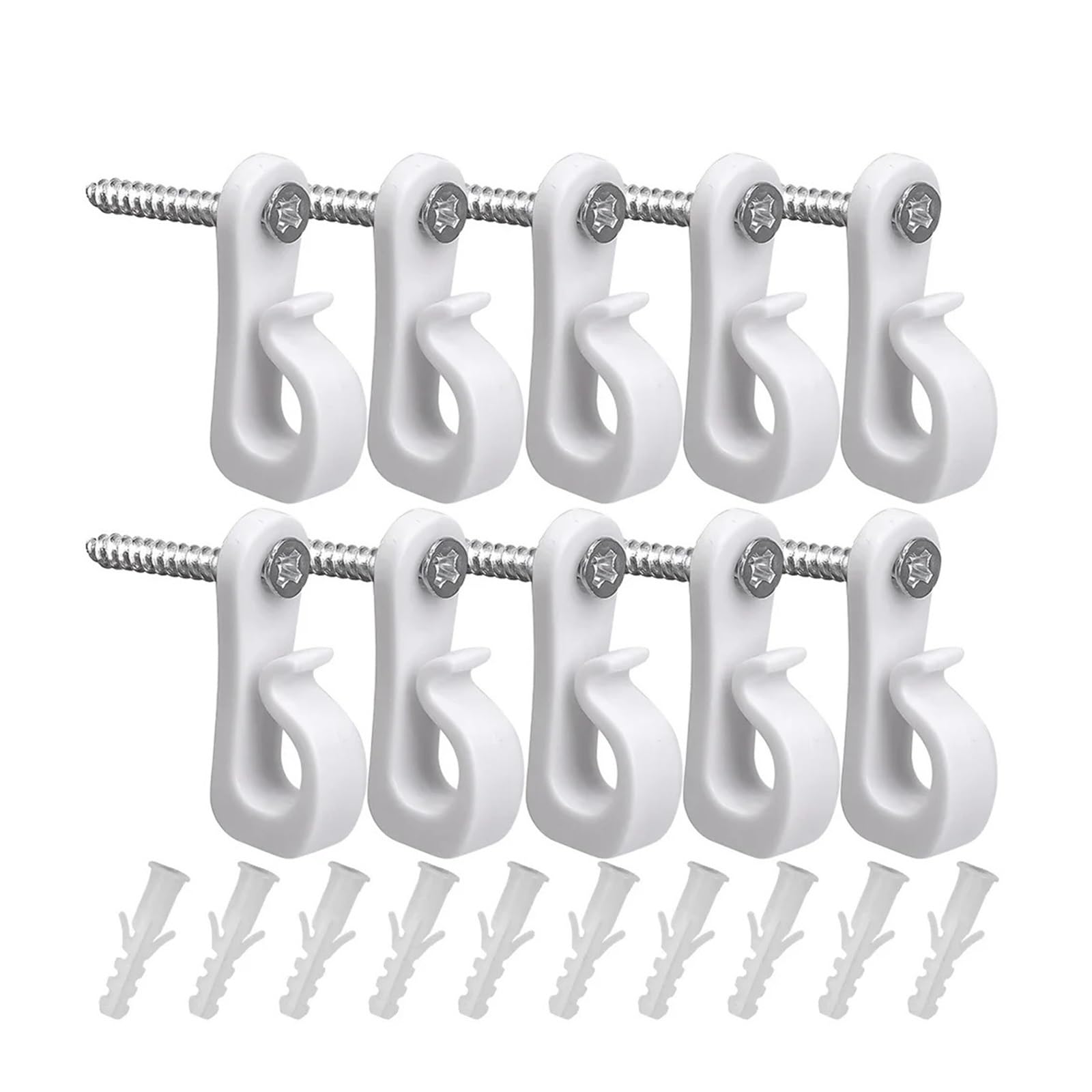 BAYNOPURIN Outdoor Light Hook 30/1Pcs Q Hanger Hooks for String Lights Hanging Multi-Purpose Plant Cabinet Ceiling Hook with Screw Home Holder Outdoor Supply(White,20PCS)