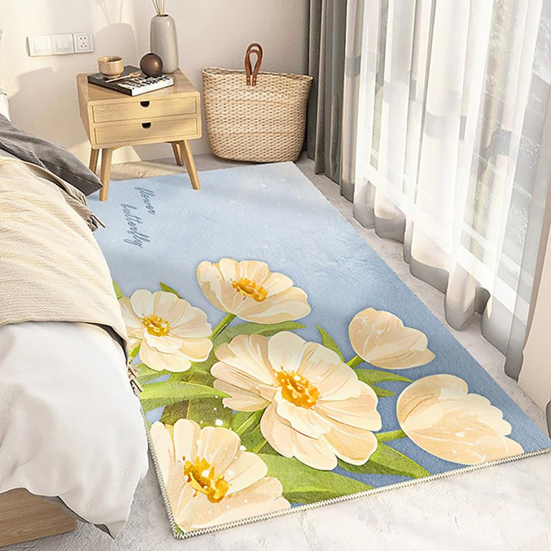 Tapis de flanelle moelleux crème résistant aux taches et lavable 120x160