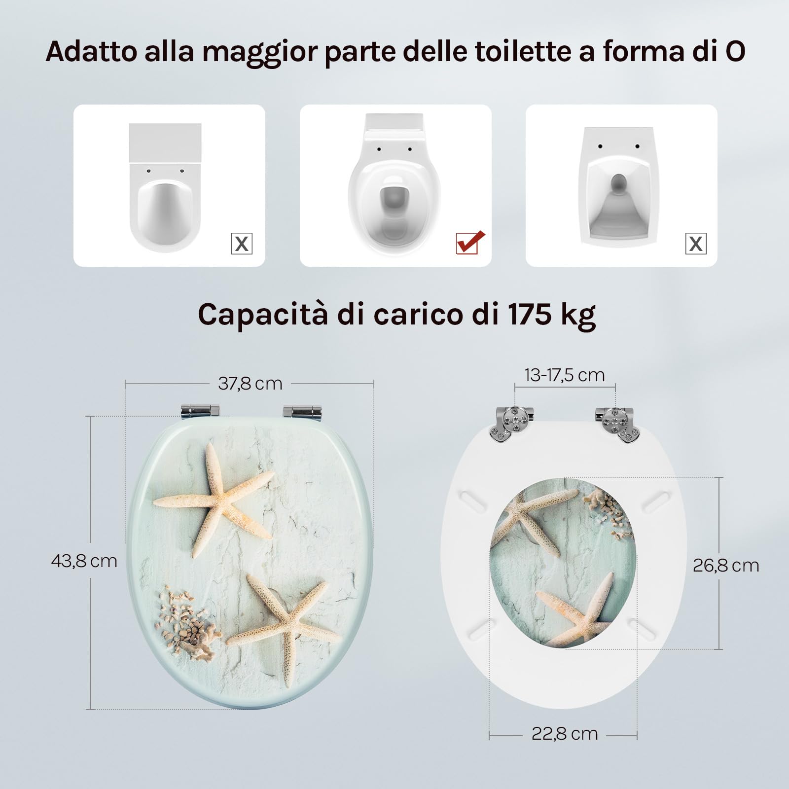 WOLTU Sedile WC copriwater universal, Urea-Formaldeide Chiusura,facile da montare, MDF Materiale a Fissaggio Parte inferiore, a Forma di O