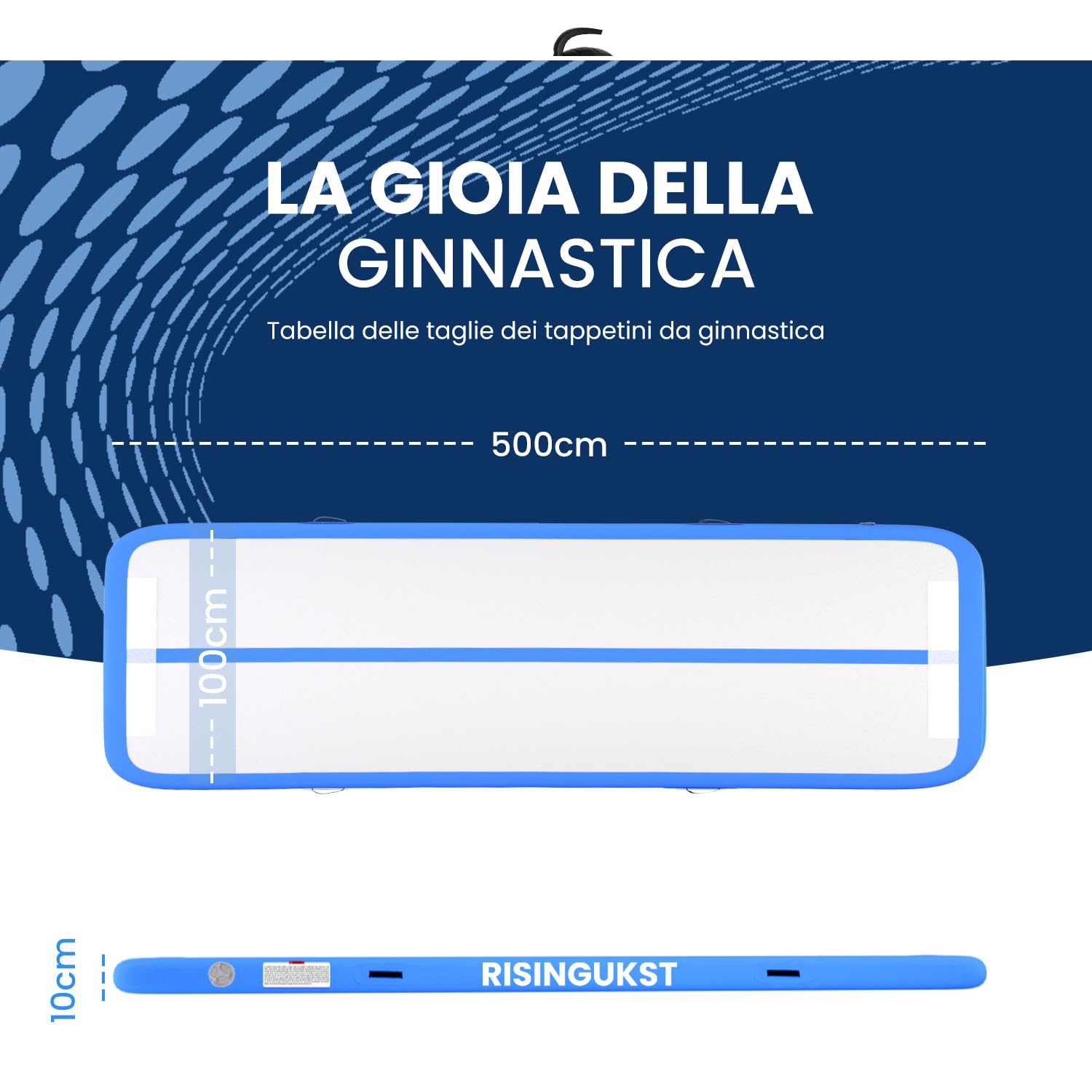 RISINGUKST Air Track Ginnastica Artistica 10/20cm Spessore, 3/4/5/6m materassino palestra con Pompa Elettrica per Casa