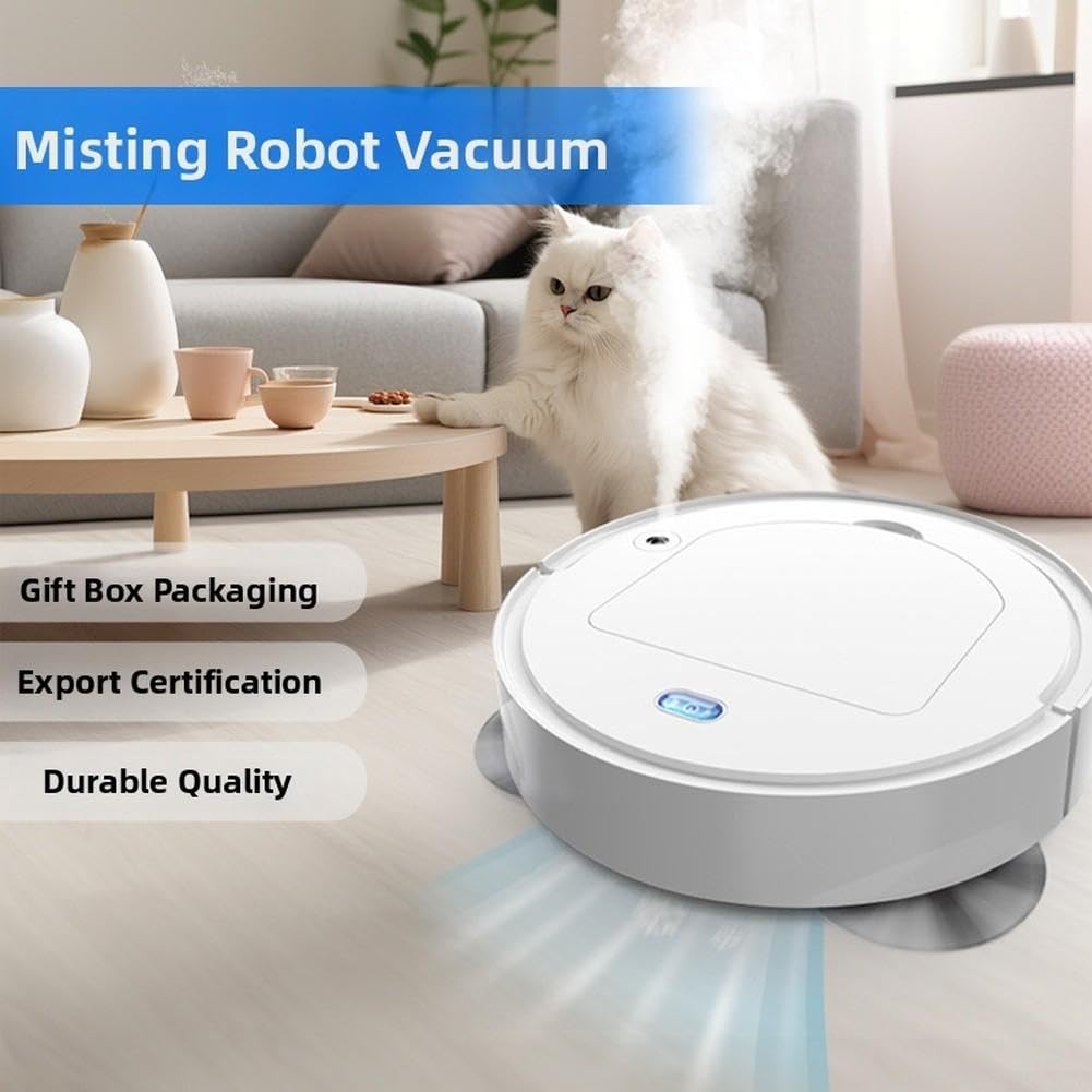 Aspirateur Robot 1499Pa pour forte Aspiration Sols Durs Aspirateur(White)