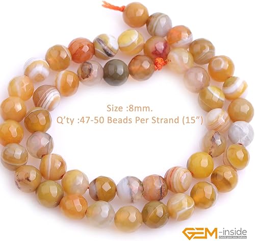Miniatura 414 de GEM-Inside Red Orange Carnelian Gemstone Loose Beads Natural Energy Power Beads for Jewelry Making Round Faceted 8mm 15