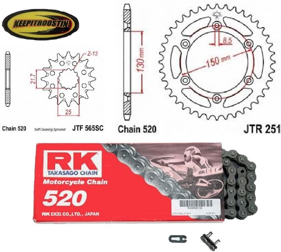 Chain and Sprocket Kit with Keepitroostin Sticker fits Yamaha Yz250 19992013 (13