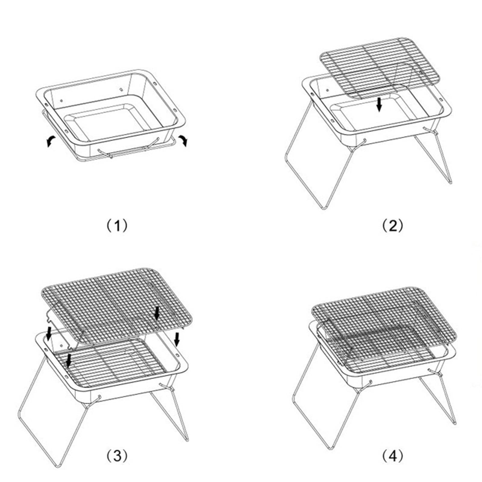 Przenośne kempingowe palenisko ze stali nierdzewnej, składane, wypalane drewnem, węglowe grille na węgiel drzewny, grill na kemping, piknik, ogród, plażę, imprezę