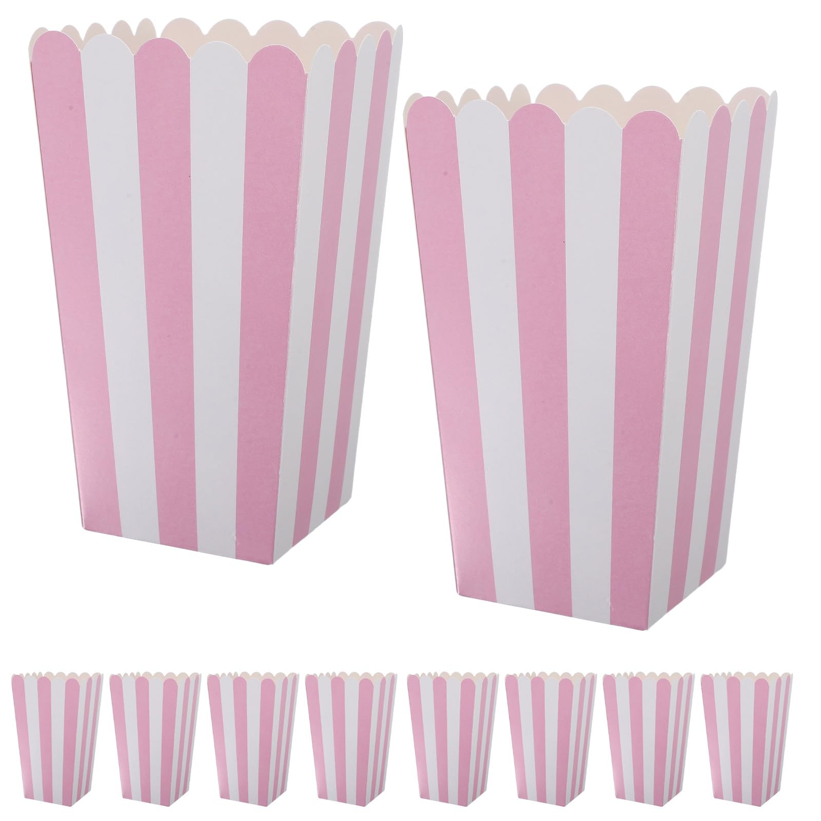 Ipetboom Cajas de Palomitas a Rayas Rosa Pequeña Cubos de Papel Resistentes al Aceite para Snacks Ideales para Fiestas Noches de Cine y Cumpleaños Pack de 100 Unidades