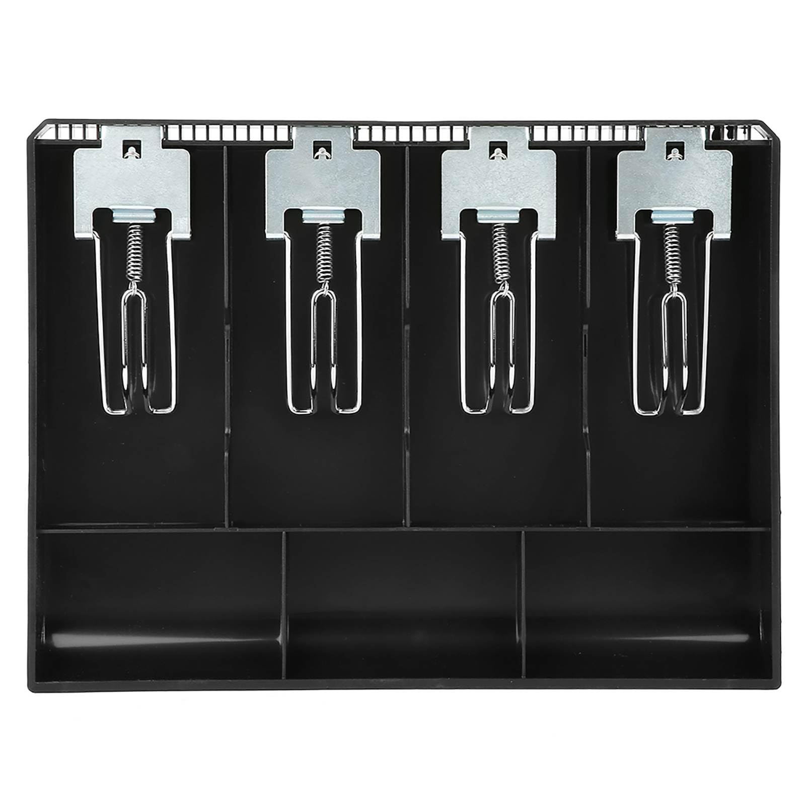 Cash Drawer Register Insert Tray Replacement Cashier Four Box with Metal Clip High Quality ABS Material Durable and Practical for Supermarkets Stores Hotels Schools Hospitals (Black)