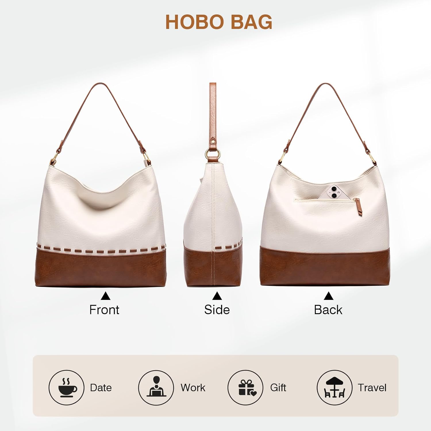 Marvolia Hobo Bags for Women Vegan Leather Shoulder Purses and Handbags Top Handle Handbags with Adjustable Shoulder Strap - Image 6