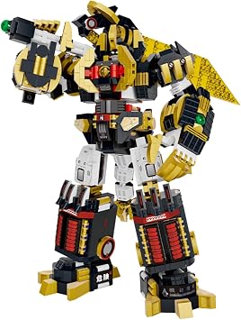 DAHONPA Black Gold Warrior Manned Mecha Robot Building Blocks Set, Guardian Transforming Mech Model Kit, 1848+ Pieces Loyal Warrior Robots Toys for Adults Christmas Birthday Gift