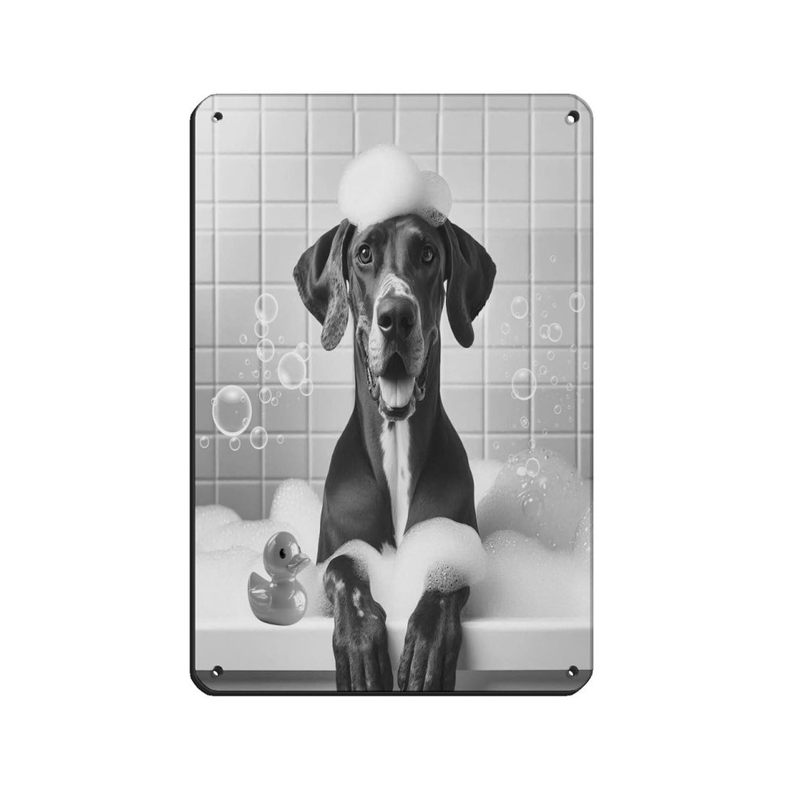 Lxwnze 20L X 30W Cm Great Dane, Funny Bathroom Decor（1） Tin Sign Vintage Metal Pub Club Cafe Bar Home Wall Art Decoration Poster Retro 8X12inch(20X30cm)