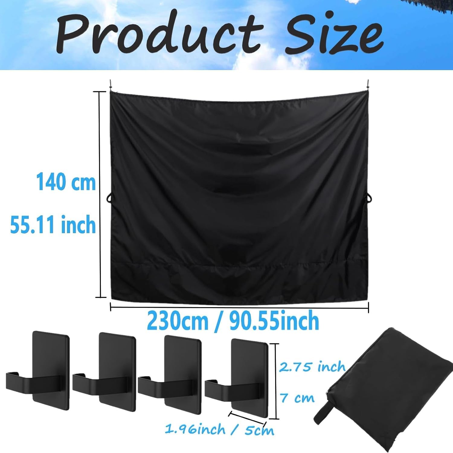 Tenda da doccia per campeggio, 90,5 x 55 pollici, regolabile, impermeabile, con gancio magnetico per campeggio, camper