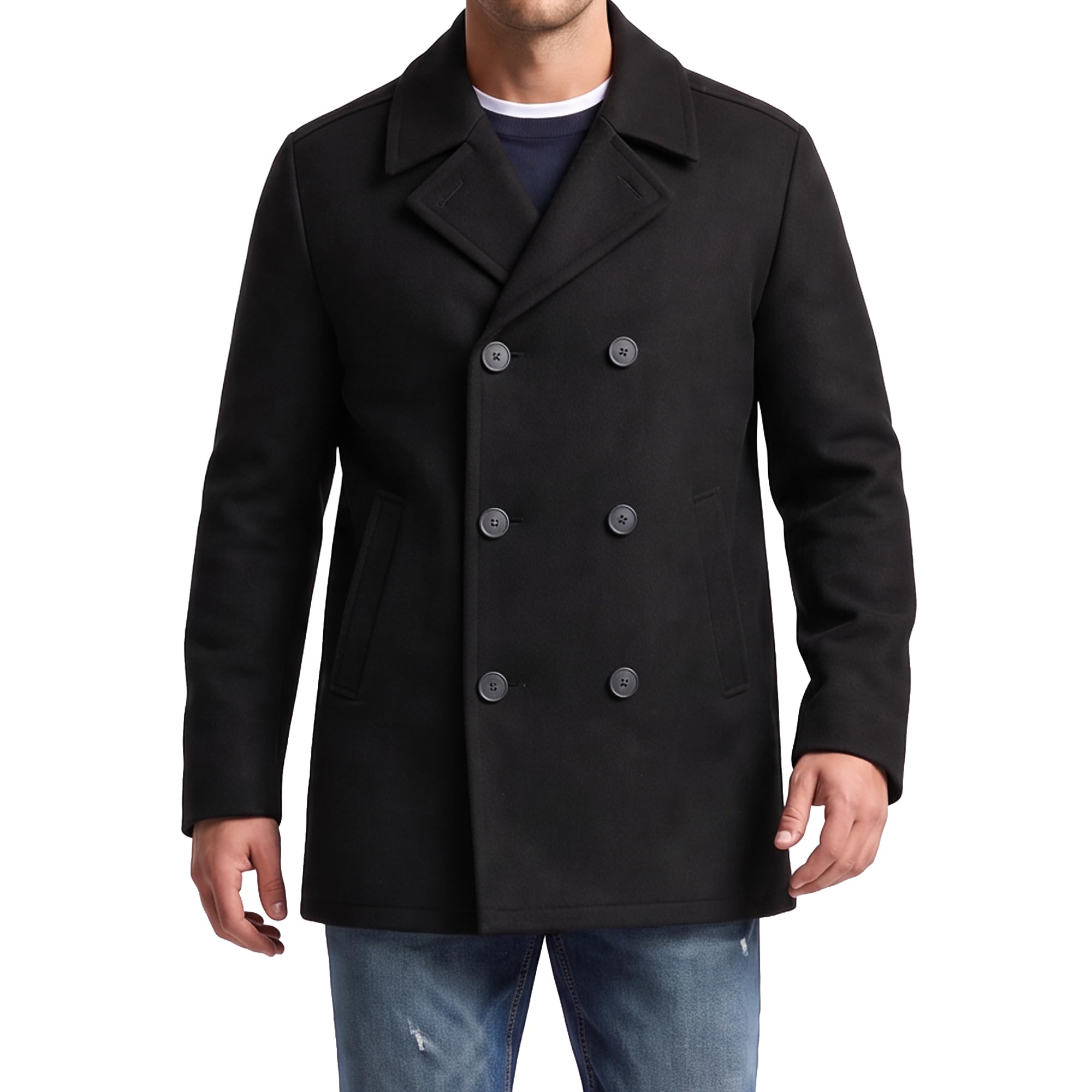 Men's Wool Blend Peacoat – Double-Breasted Winter Coat, Regular, Big & Tall Sizes