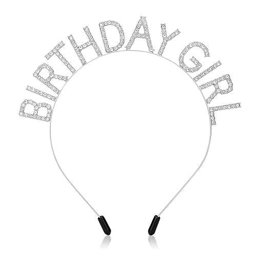 Miniatura 10 de WLLHYF Diadema de coronas de cumpleaños para niña, banda de cumpleaños, banda para el pelo con diamantes de imitación, tiara de princesa, dulce