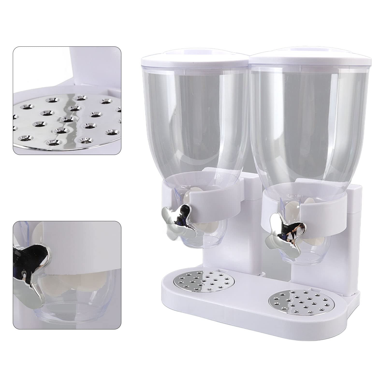 Jeffergarden Dispenser di Cereali, Contenitore per Alimenti Secchi a Doppio Scomparto in ABS, Organizer Ermetico da 7 Litri per Dispensa con Erogazione Controllata e Base con Chiusura a Rotazione