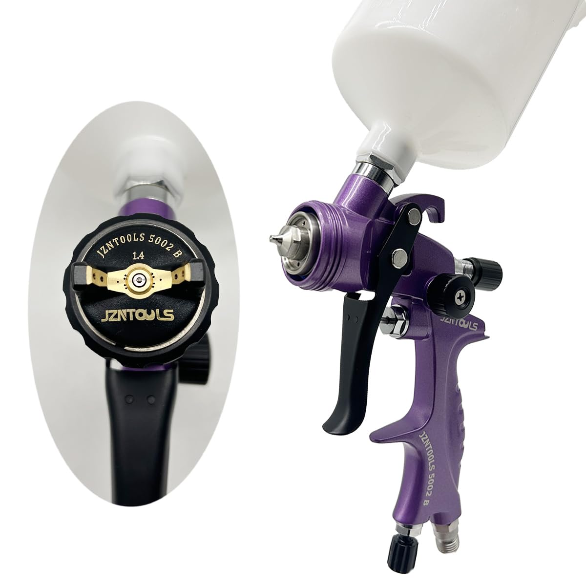 HVLP Pistola a spruzzo 1,4 mm, 1,7 mm, 2,0 mm, ugello in acciaio inox, capacità 600 ml, spruzzatore professionale per vernice a gravità, per primer e vernici