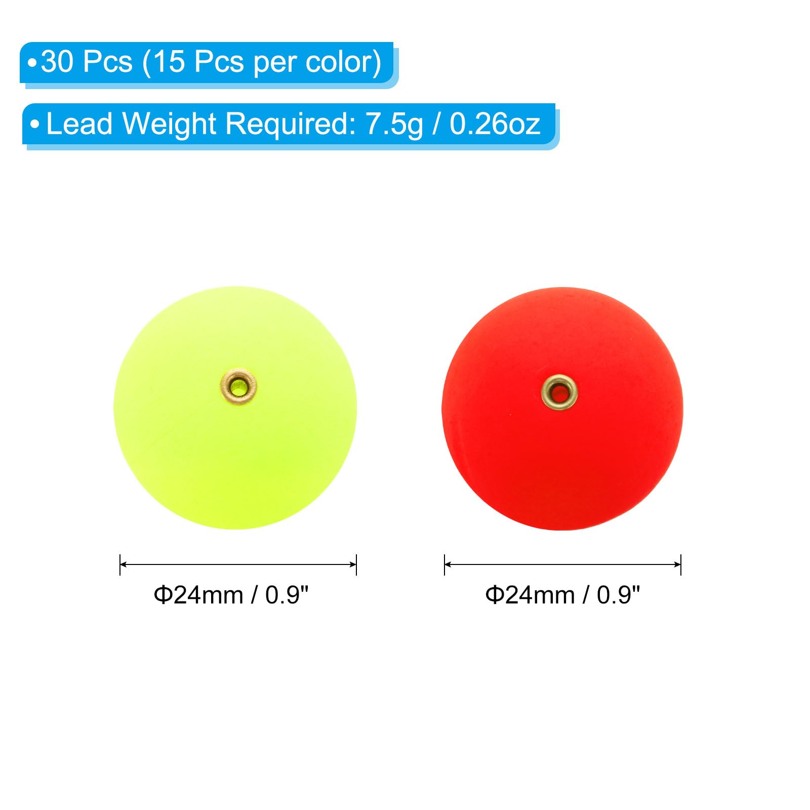 PATIKIL Fishing Bobber 24mm/0.9 Inch Dia, 30 Pack Slip Foam Floats Buoy Rig Stoppers for Crappie Trout Bass Fishing Red,Yellow - Image 2