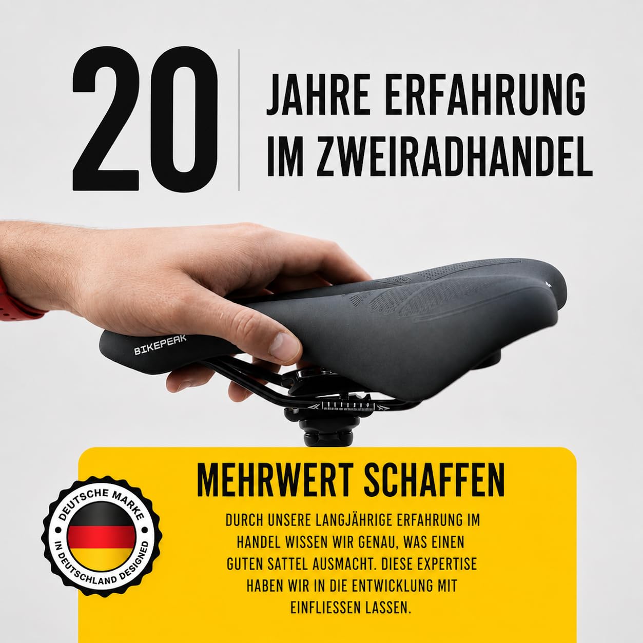 Fahrradsattel Damen & Herren - Bequem, Ergonomisch und Schmerzfrei - Atmungsaktiver Memory-Schaum Gel - Schwarz, Wasserabweisend - für City, Trekking oder MTB Fahrrad