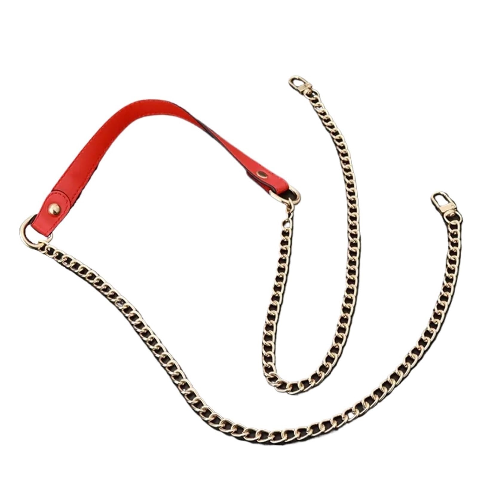 YUSUZH 2pcs 120cm Replacement Shoulder Strap Crossbody Bag PU Leather Handle with Metal Chains Accessories for Small Bag(Red)