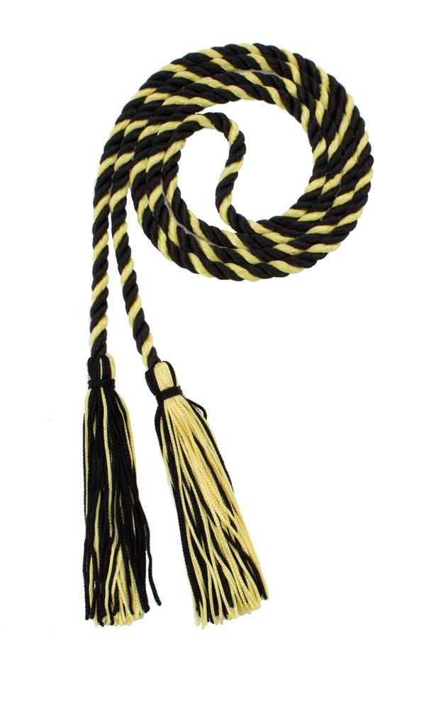 Tassel Depot Graduation Honor Cord - Black/Maize - Every School Color Available - Made In Usa