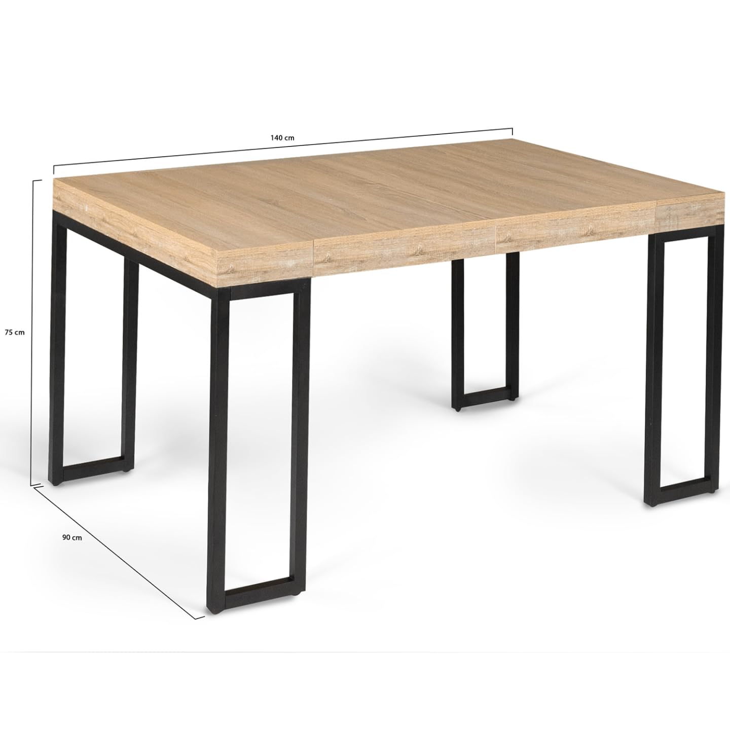 IDMarket - Mesa consola extensible Toronto para 6 personas, 140 cm, diseño industrial