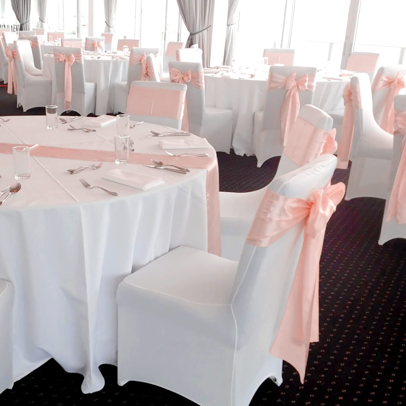 Satin-Stuhlschärpen für Hochzeitsempfang, universelle Dekoration, Stuhlbezug, Rückenbindung, waschbar, wiederverwendbar, für Hochzeiten, Veranstaltungen, Bankette, 72 Stück (17,8 x 274,3 cm)