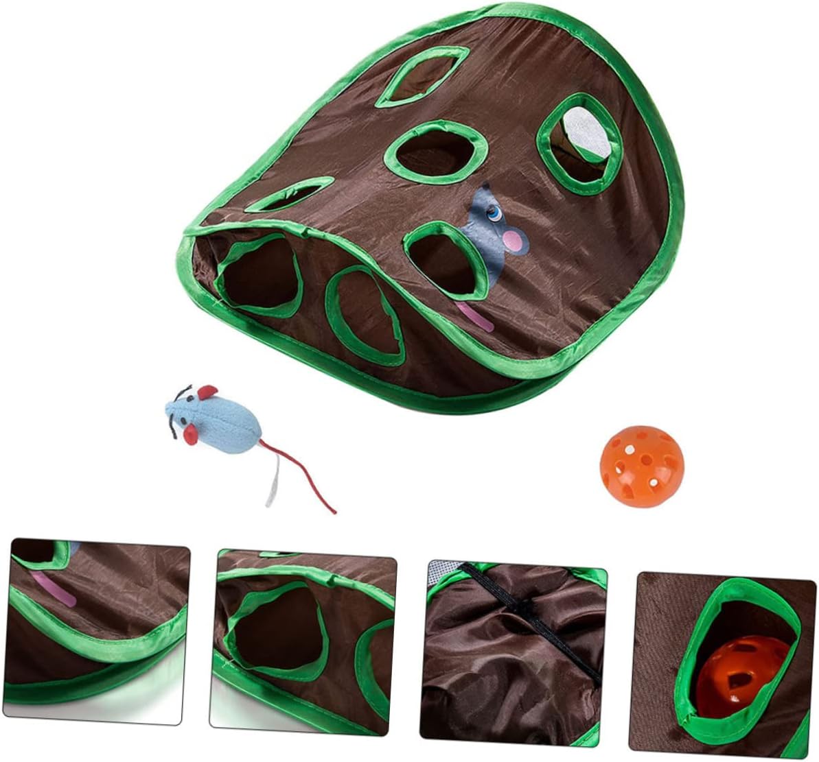 YARNOW 1Set Cat Tunnel with Interactive Sound Pet Play Tunnel for Cats Durable and Space Saving Design Includes Mouse and Ball for Endless Fun