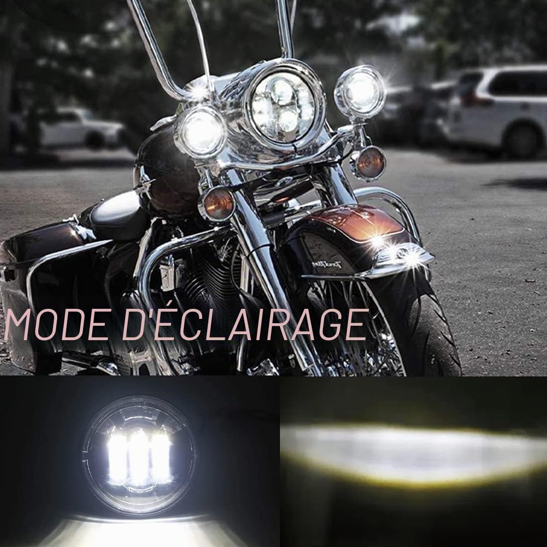 2 pcs Noir 11,4 cm 30 W Noir LED brouillard auxiliaire Phare Moto Passing Fog Light Lampe pour Harley Davidson