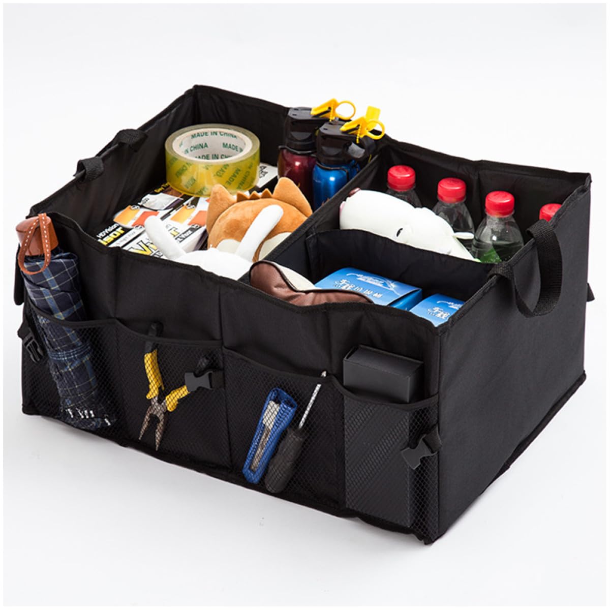 Caja de Almacenamiento Plegable Multifuncional 2 Piezas Negro Plástico