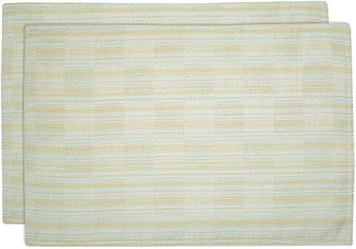 Sweet Pea Linens Juego de dos manteles individuales rectangulares texturizados a cuadros azul pálido