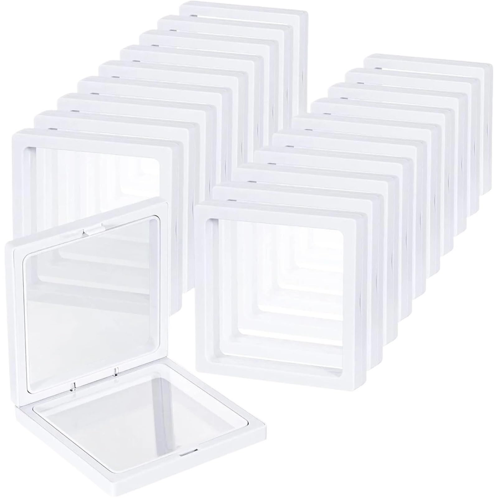 20pcs Multi Functional Jewelry 3D Suspended Storage Box Bracelet Necklace Portable Coin Collectibles Display For Earring Necklace Bracelet(White,7x7cm)