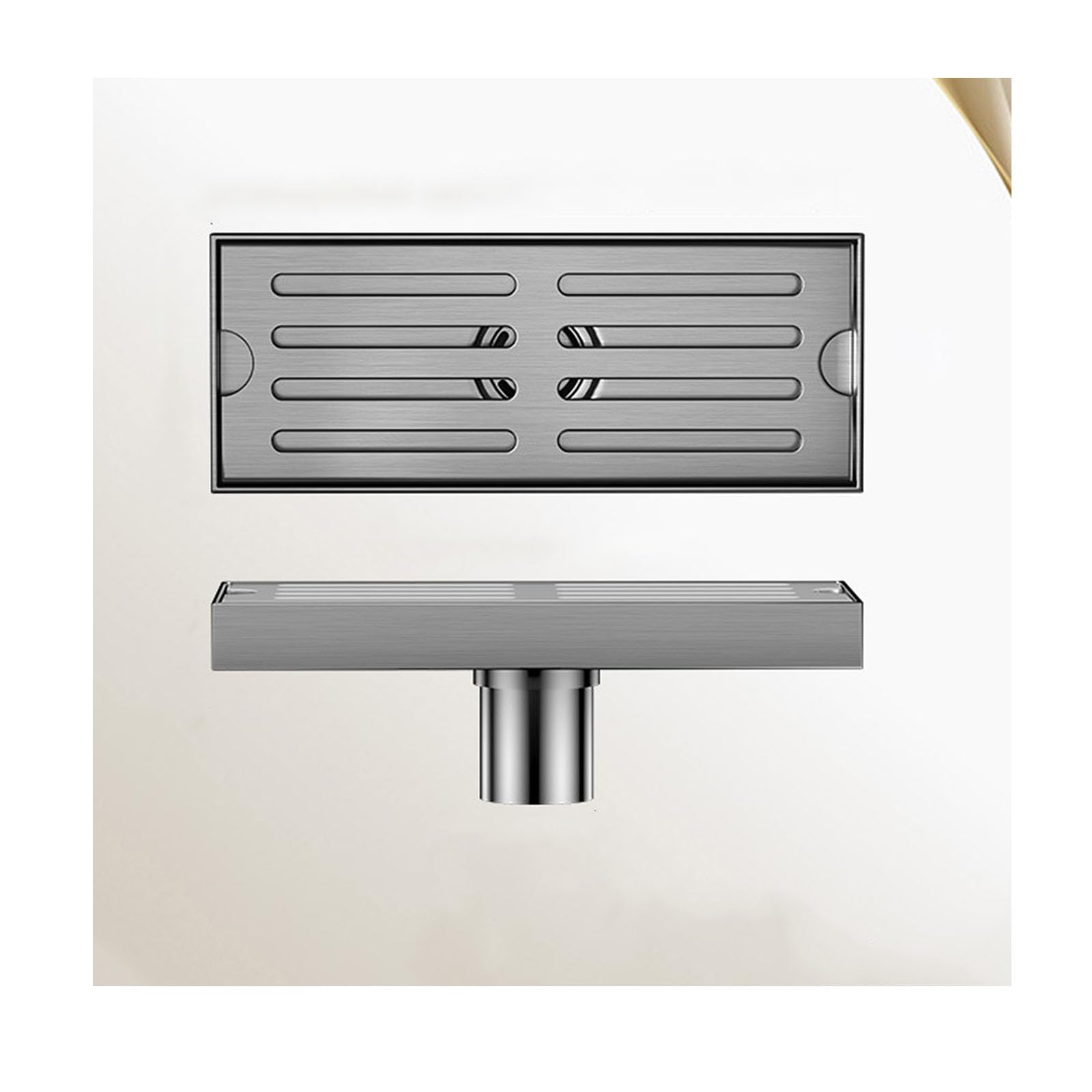 NJDQFA Linear Shower Drain with Removable Grid Grate Cover,Rectangle Shower Floor Drain,Linear Drain with Hair Strainer,Center drainage,8 * 20cm