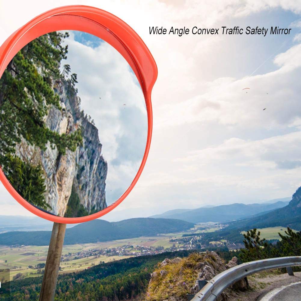 Miroir De Circulation Convexe 45 Cm Orange - Miroir Sécurité Routière Grand Angle Avec Accessoires De Montage