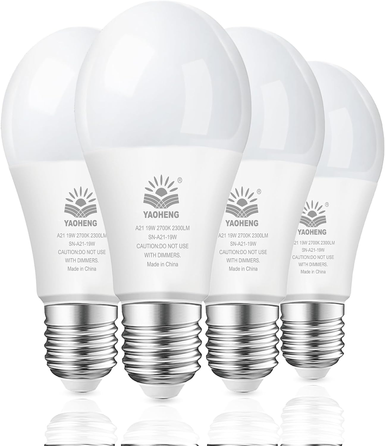 A21 LED Light Bulb, 150 Watt Equivalent LED Bulbs, 19W 5000K Daylight, 2300 Lumens, Non-Dimmable, E26 Base, Super Bright Light Bulb Indoor, Energy Efficient ETL Listed, 12-Pack