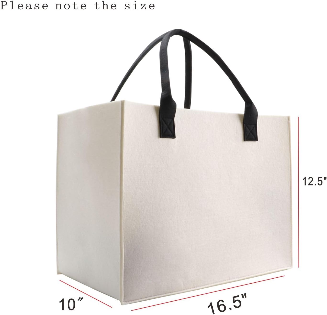 kaxilu Work Ladies Felt Handbag Reusable Bags, White 3pcs Large 16.5"x12.5"x 10" light Tote Shopping Bags for Grocery, Beach, Travel, Gym, Felt Bag DIY Gifts Bag - Image 2