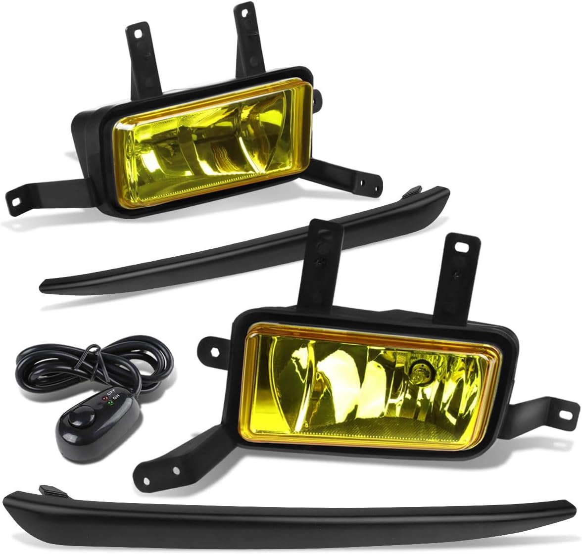 Auto Dynasty Fog Lights Assembly Compatible with 2015-2020 Chevy Tahoe Suburban 3500HD, Bumper Driving Fog Lamps with Wiring Bezel Switch Kit, Driver Passenger Side, Smoked Lens