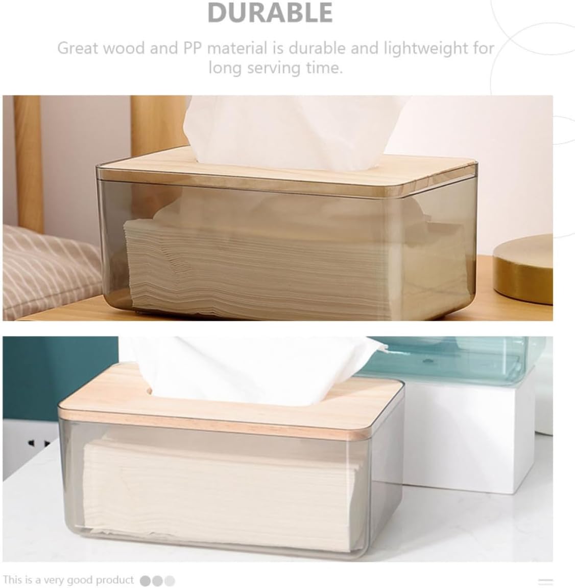 Nordic Versatile Napkin Box with Lid, PP Wood Case for Home Xmas