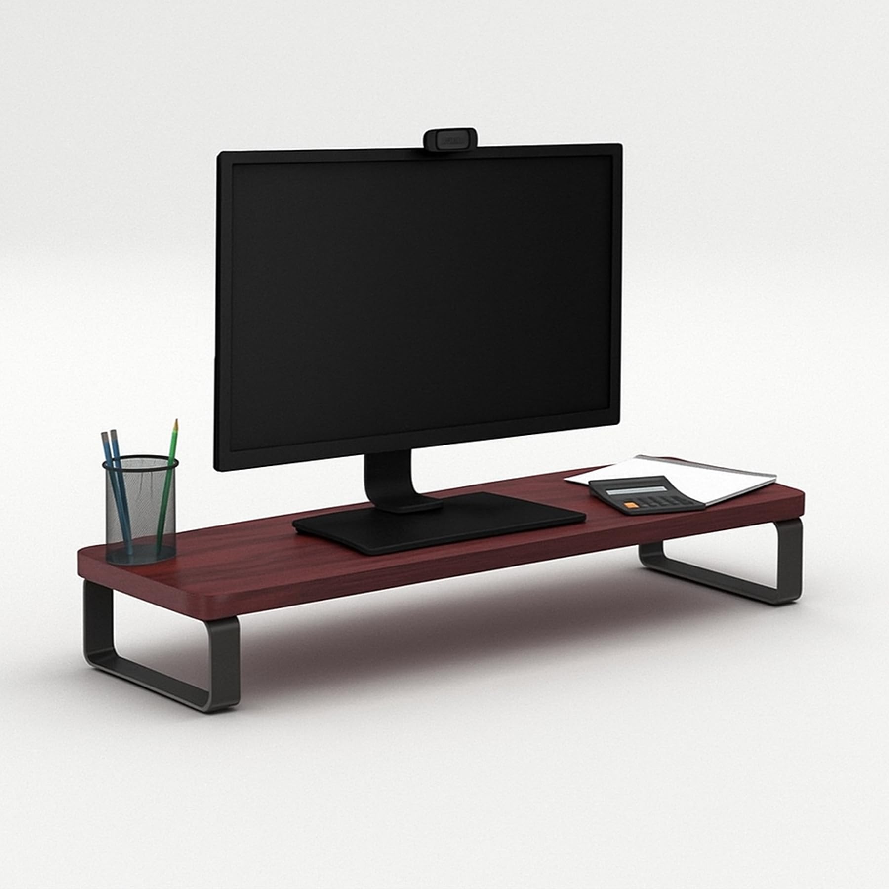 EVETO Wooden Monitor Stand Riser – MDF & Metal PC Stand for Desktop Table – Non-Slip Shelf (59.5 x 20 x 12 cm, Rustic Red)-image-17
