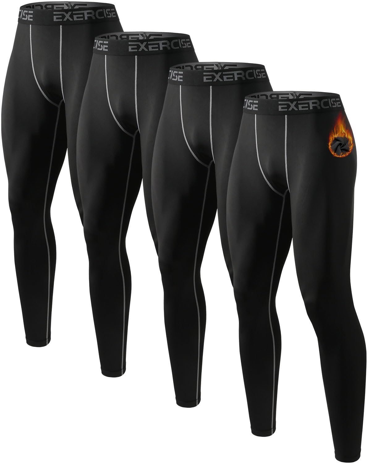 Herren-Leggings, Thermo-Kompressions-Fleece, gefüttert, Sport-Leggings, Baselayer, Workout, Sport, Laufen, 5 oder 4 Stück