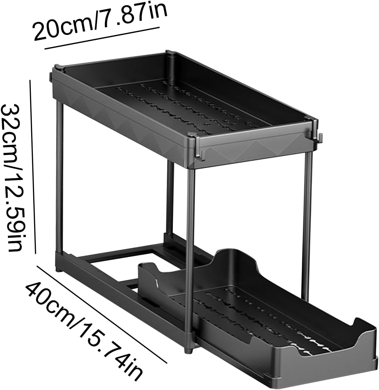 Under The Sink Organizer – 2-Tier Pull-Out Sliding Drawer Shelves, Multi-Functional Storage Solution, Sturdy Space-Saving | Kitchen Bathroom Pantry Cabinet Closet Organization For Home, Apartment