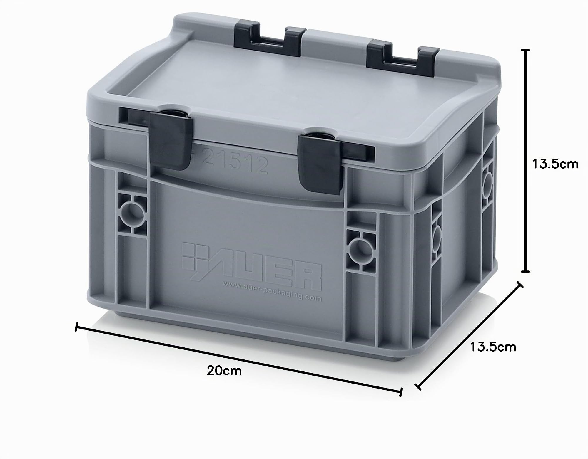 Auer Packaging 2x Eurobehälter-Eurobox 20 x 15 x 13,5 mit Scharnierdeckel inkl. gratis Zollstock, 2er Set