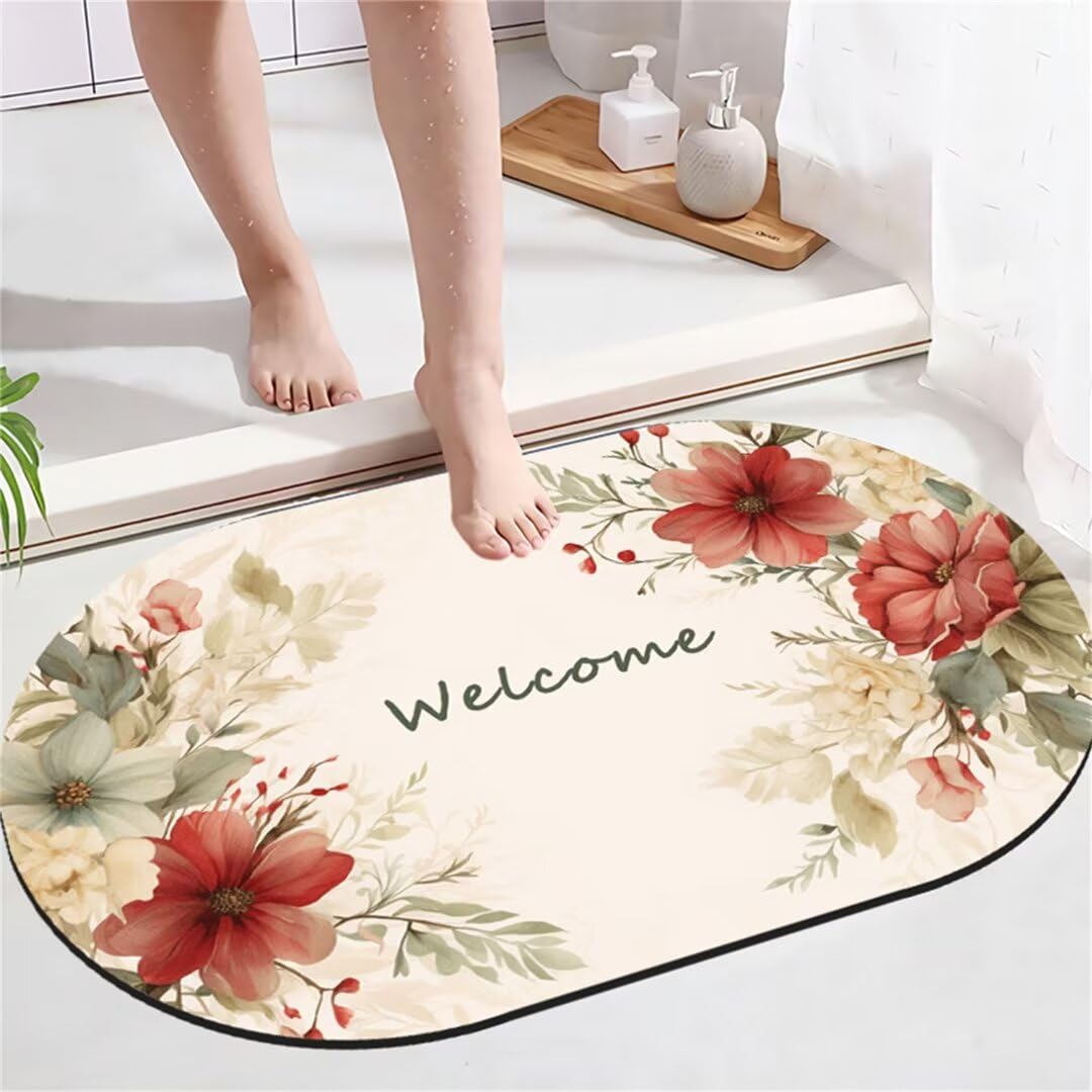 Badezimmerteppich Badematte rutschfest Badematte Badteppich Badvorleger 100x150cm Badematten Badteppiche Duschmatte rutschfest, Duschvorleger Badezimmermatte rutschfest Stein Badematte Red