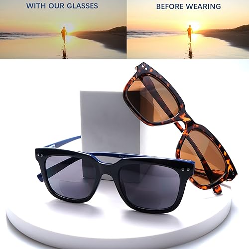 Miniatura 7 de CLASAGA Gafas de sol bifocales para lectura para mujeres y hombres, protección UV400, con bisagras, marco retro