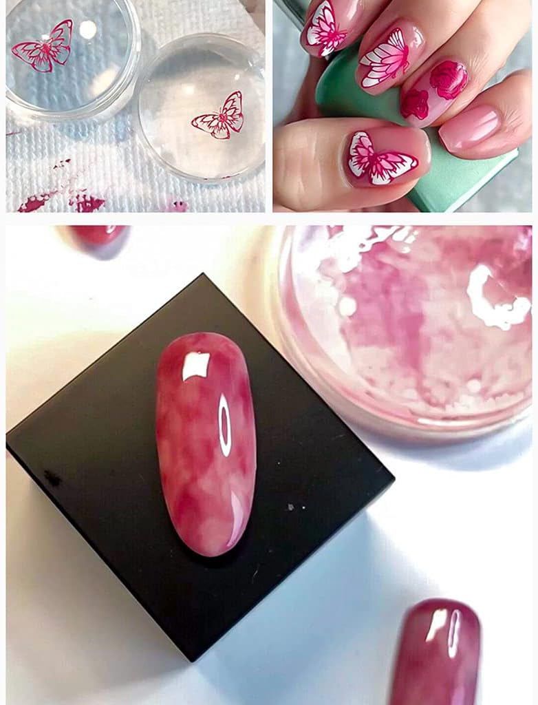 Nails Art Stamper Clear Silicone Stamping Jelly with Scraper Transparent Visible Body Not Different for Nails Decors Clear Stamper with Plates