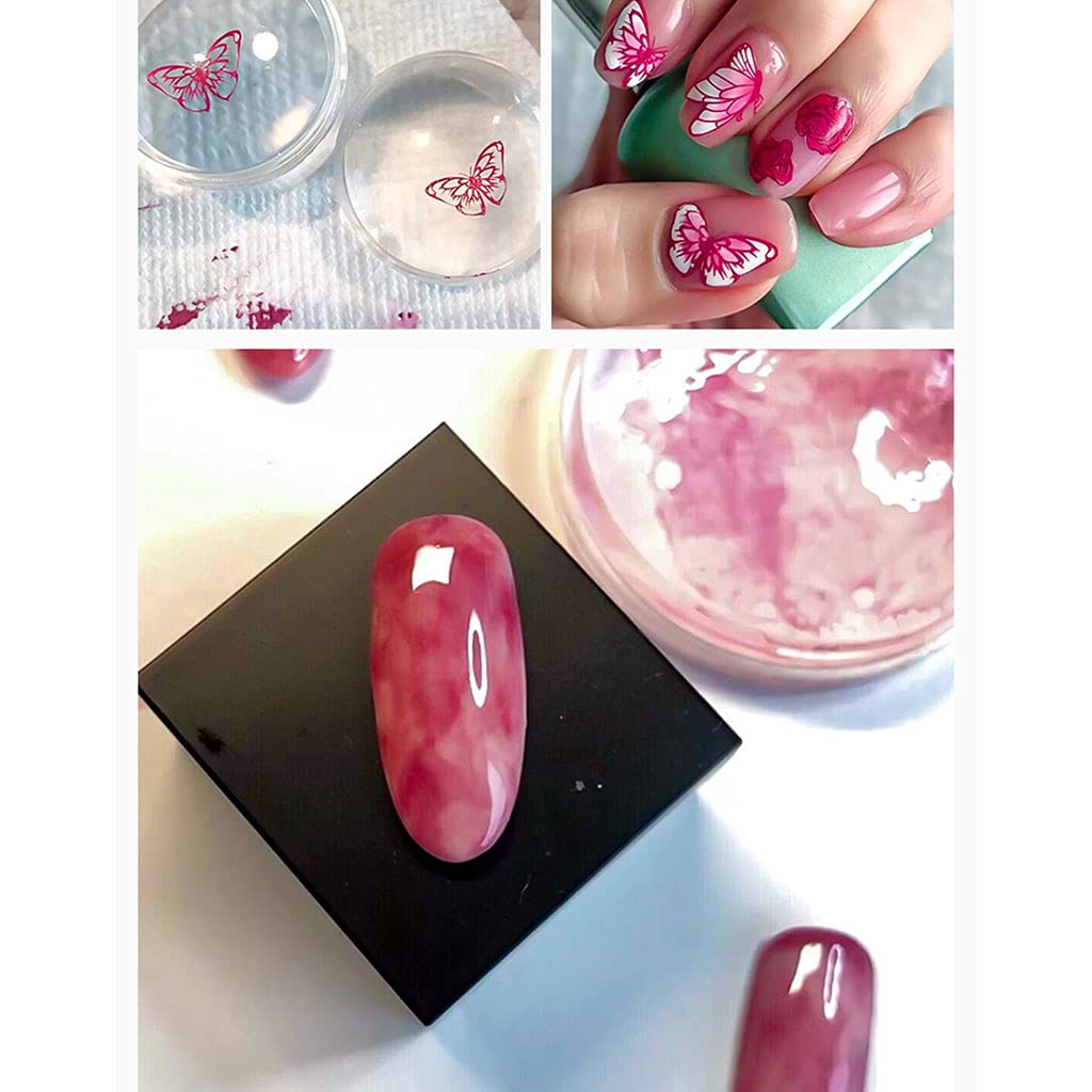 Silicone Transparent Nails Art Stamping Kits Everthing for Manicure Plate Stamp Polish Stencil Template Seal Stamper Stamper Scraper Set