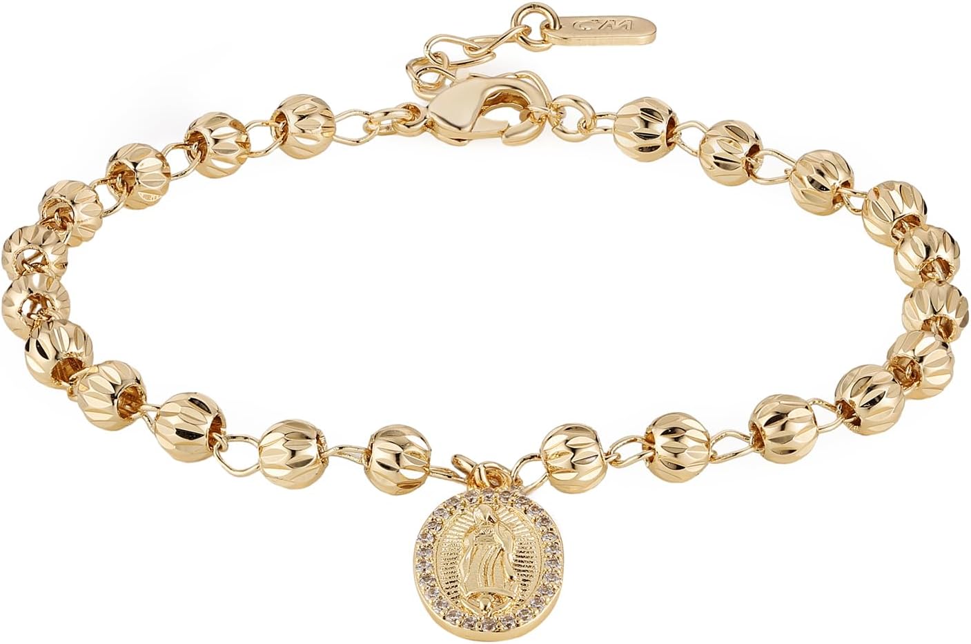 HZMAN Virgin Mary Rosary Bead Cross Bracelet Virgin of Guadalupe Adjustable Link Bracelet for Women Jewelry Gift