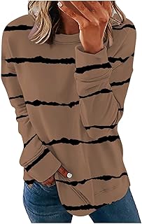 Amikadom Moletom feminino de manga comprida com ombro caído, gola canoa, listrado, 2023