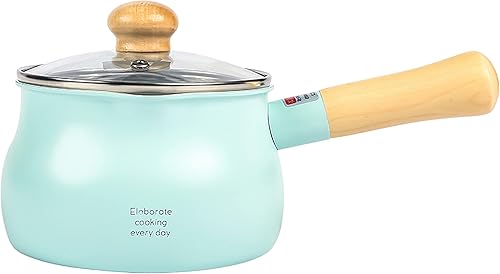 Olla pequeña de leche de estilo japonés, con revestimiento antiadherente, olla de sopa pequeña de leche caliente, 1.2 L, 5 tazas, olla de esmalte de