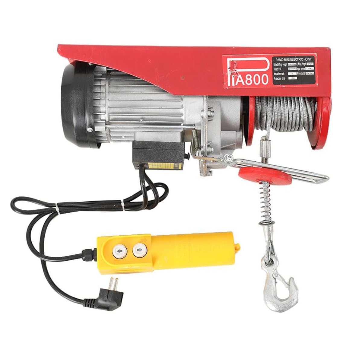 Seilwinde Elektrisch Seilzug Flaschenzug 400/800 KG Motorwinde Elektrisch Winde Hebezug Winden Hebezeuge für Garage Lager Fabrik, mit Kabelfernbedienung, 220V 1300W