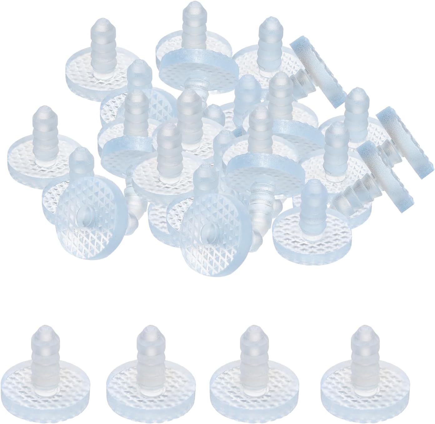 uxcell 30 Pcs Glass Table Top Bumpers with Stem, 19mm/0.75" Furniture Glass Table Top Anti-Slip Pads Clear Plastic Grippers Table Spacers for 7.4mm/0.29" Hole Table Furniture Cabinet