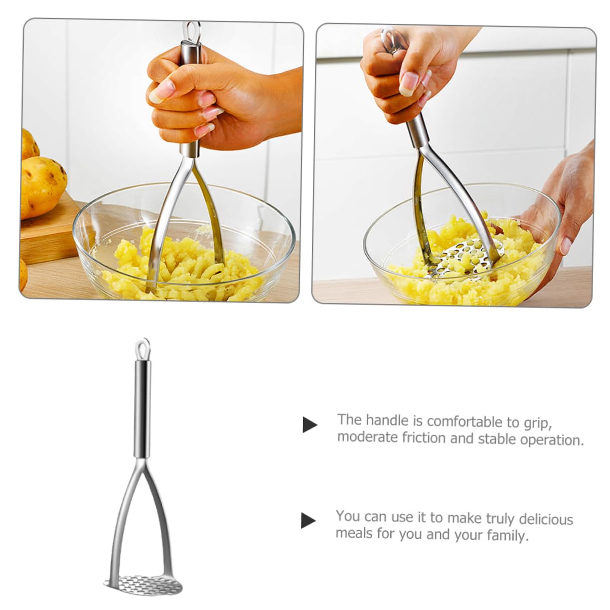 ABOOFAN Stainless Steel Potato Masher Kitchen Utensil for Easy Potato Mashing Comfortable Handle Efficient Food Processor Tool
